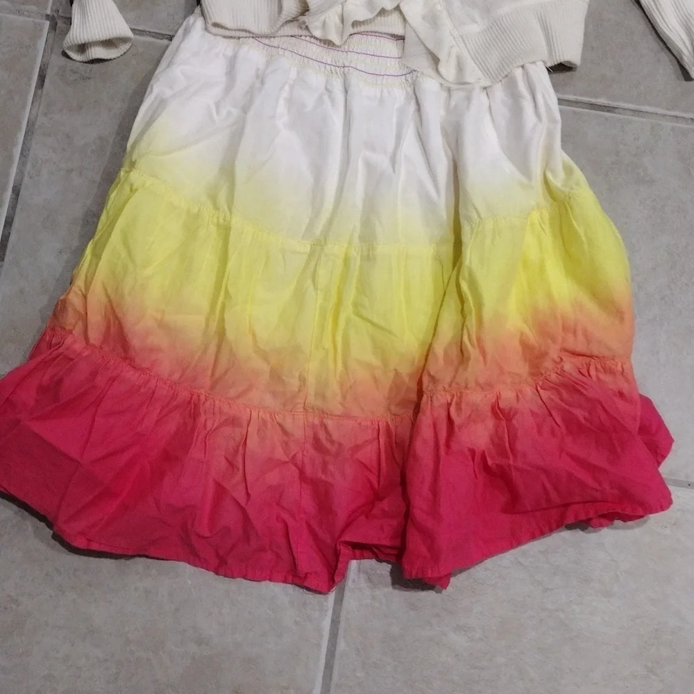 Place & Poof Girl Size 10/12 Colorful Skirt & Long Sleeve Open Top - Excellent